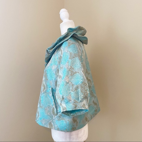 Samuel Dong Double Ruffle Neck Puff Sleeve Jacket - M - Picture 2 of 16